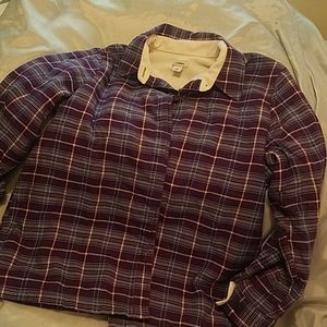 L. l. bean med petite fleece lined plaid button